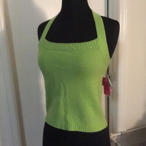 Cashmere Summer Lime Green Halter Sweater